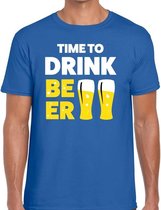 Time to drink Beer heren T-shirt blauw L