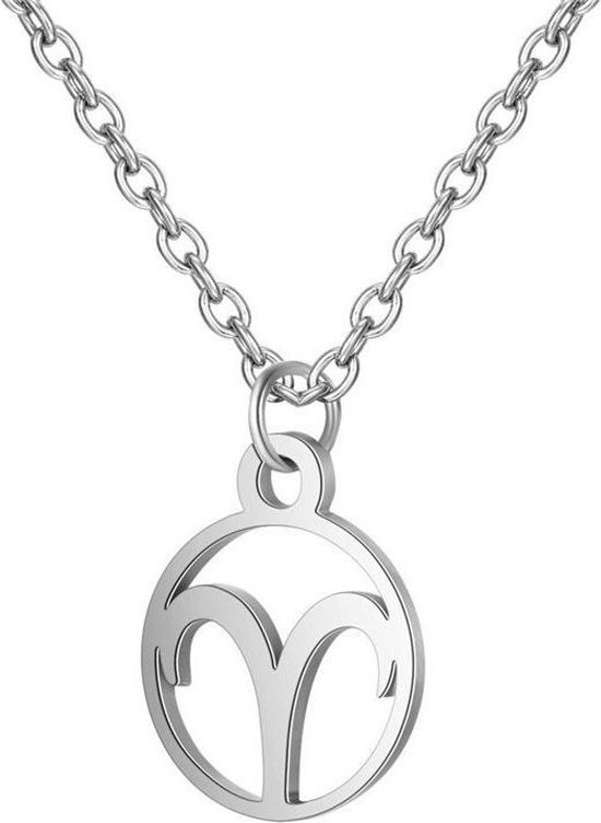 Collection de bijoux 24/7 Collier Ram - Cercle - Signe du Zodiaque - Horoscope - Couleur argent