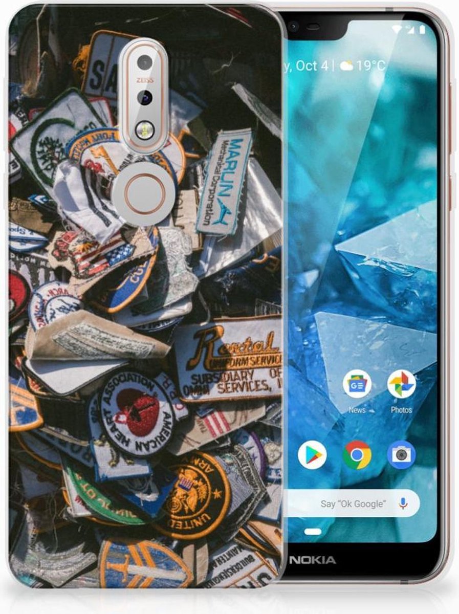 Nokia 7.1 Siliconen Hoesje met foto Badges