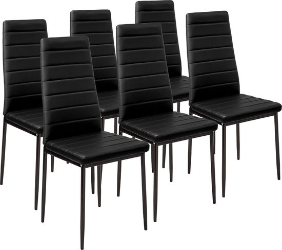 6 stuks eetkamerstoel , zwart , eetkamerstoelen 401848 | bol.com