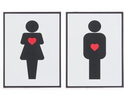 J-line Plak Toilet Metaal Wit/Zwart/Rood Assortiment Van 2