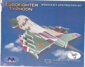 3D Puzzel Bouwpakket Eurofighter vliegtuig - hout - gekleurd