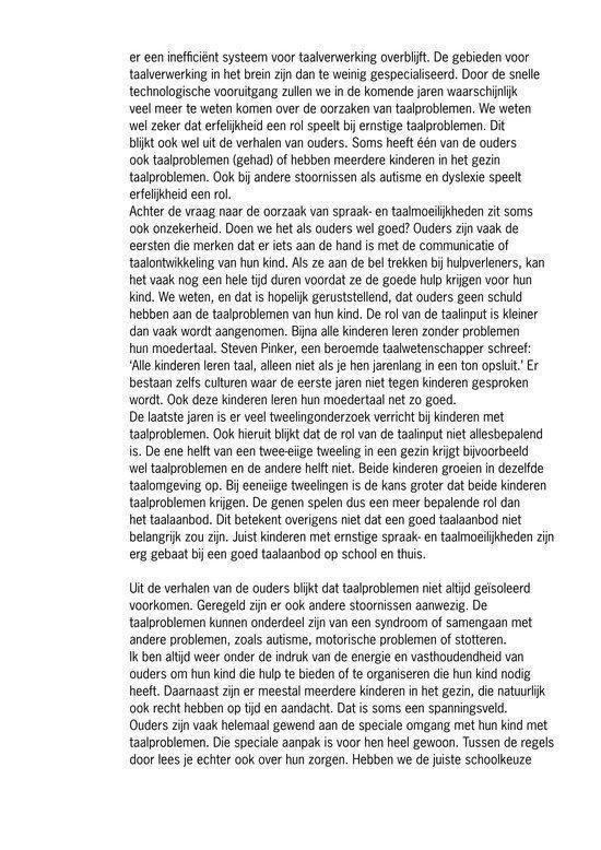 Tekstpagina over taalproblemen en logopedie.