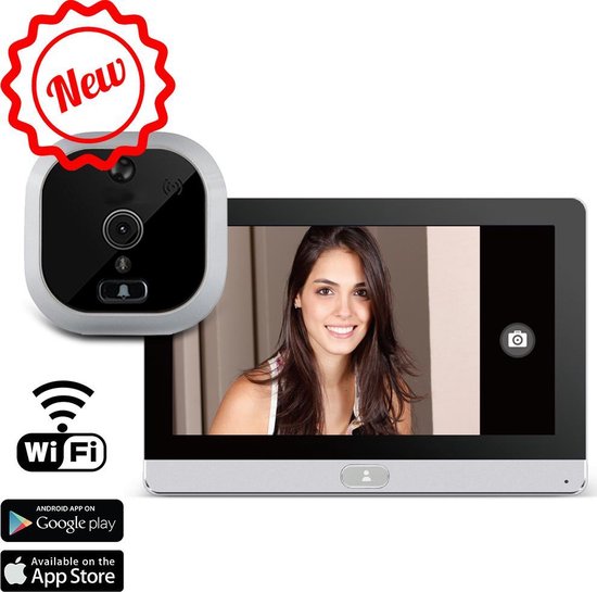 Digitale WiFi deurspion met camera, intercom, 7" kleurenscherm en app voor  Android en... | bol.com