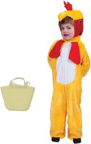 Paaskip verkleedpak maat 116 (5-6 jaar) met mandje voor kinderen - Kip/haan kostuum