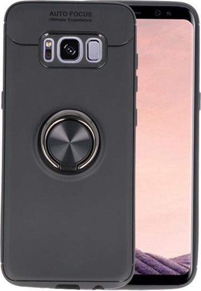 Zwart Zacht TPU met Ringhouder hoesje voor Samsung Galaxy S8 Plus