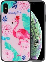 Print Hardcase - Hoesje Geschikt voor iPhone XS Lucky Me Flamingo
