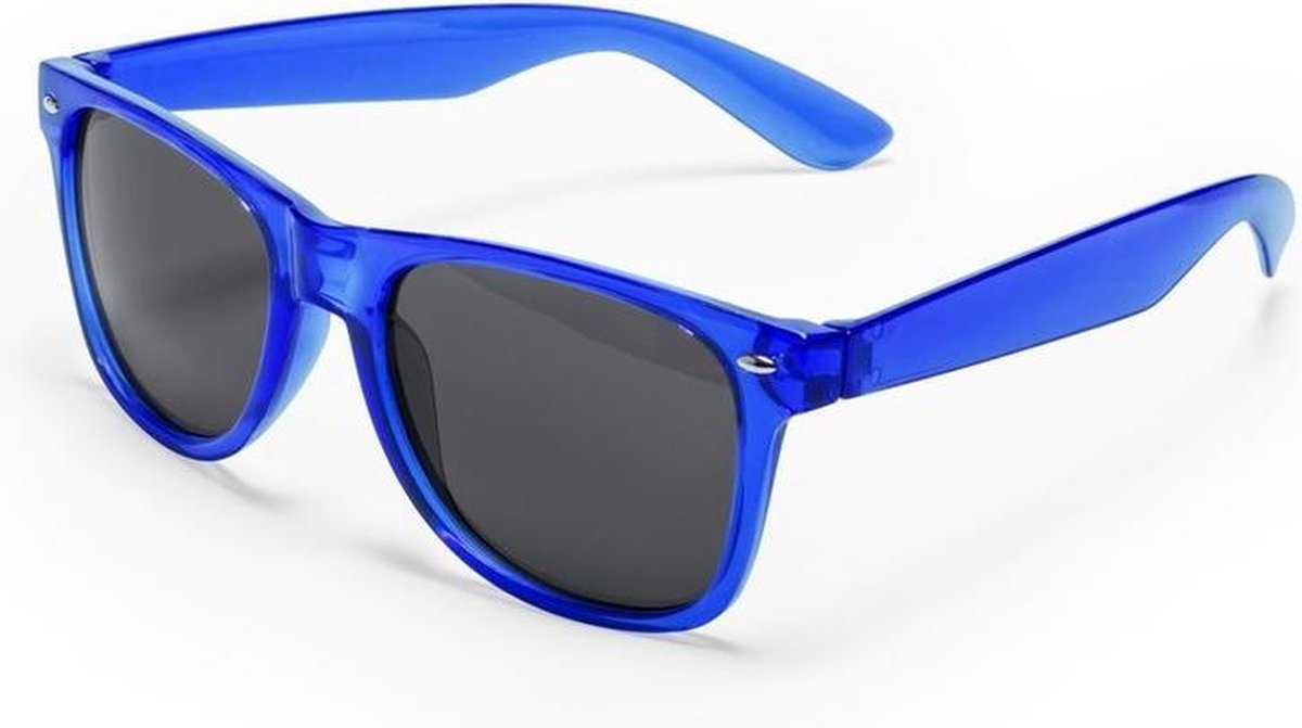 Blauwe retro model zonnebril UV400 bescherming dames/heren - Zonnebrillen accessoires - Festival musthaves