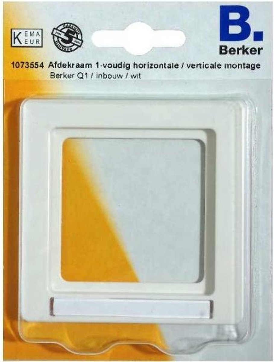 BERKER Q1 afdekraam 1-voudig, inbouw, 1 labelhouder | WIT - Berker