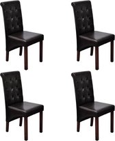 Eetkamerstoel gecapitonneerde rug bruin 4 st (incl. vloerviltjes)