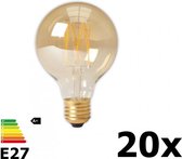 20 Stuks - Vintage LED Lamp 240V 4W 320lm E27 GLB80 GOLD 2100K Dimbaar