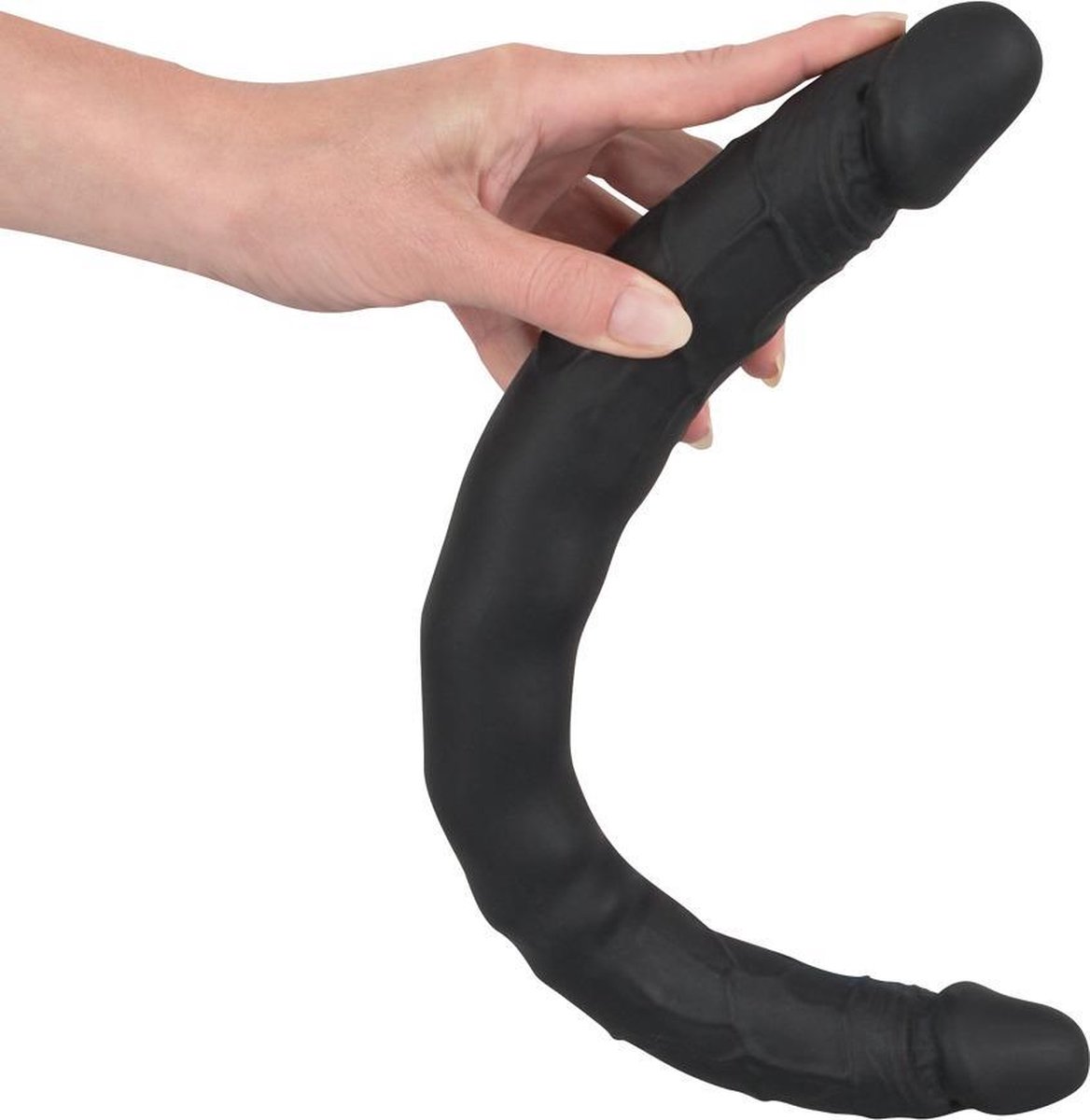 Goedkoopste Bad Kitty – Siliconen Dubbele Dildo Geaderd met Afwijkende Diktes voor Heerlijk Dubbel Extase – Zwart