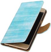 Lizard Bookstyle Wallet Case Hoesjes voor Galaxy C5 Turquoise