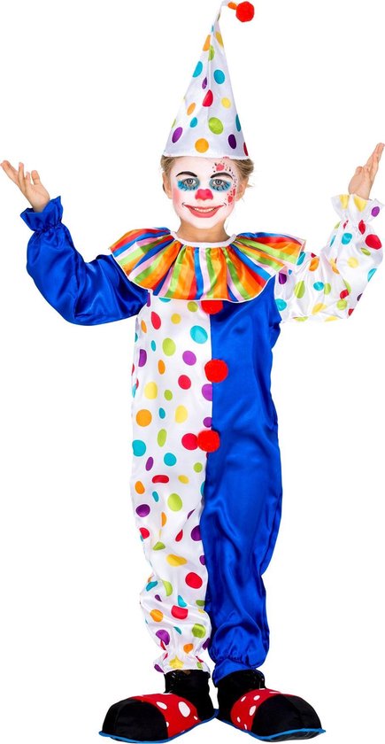 dressforfun - kinder-/tienerkostuum clown Jux 104 (3-4y) - verkleedkleding kostuum halloween verkleden feestkleding carnavalskleding carnaval feestkledij partykleding - 300804