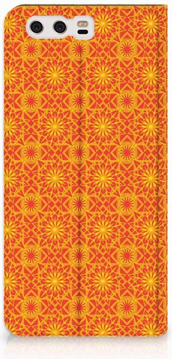 Huawei P10 Plus Hoesje met Magneet Batik Oranje