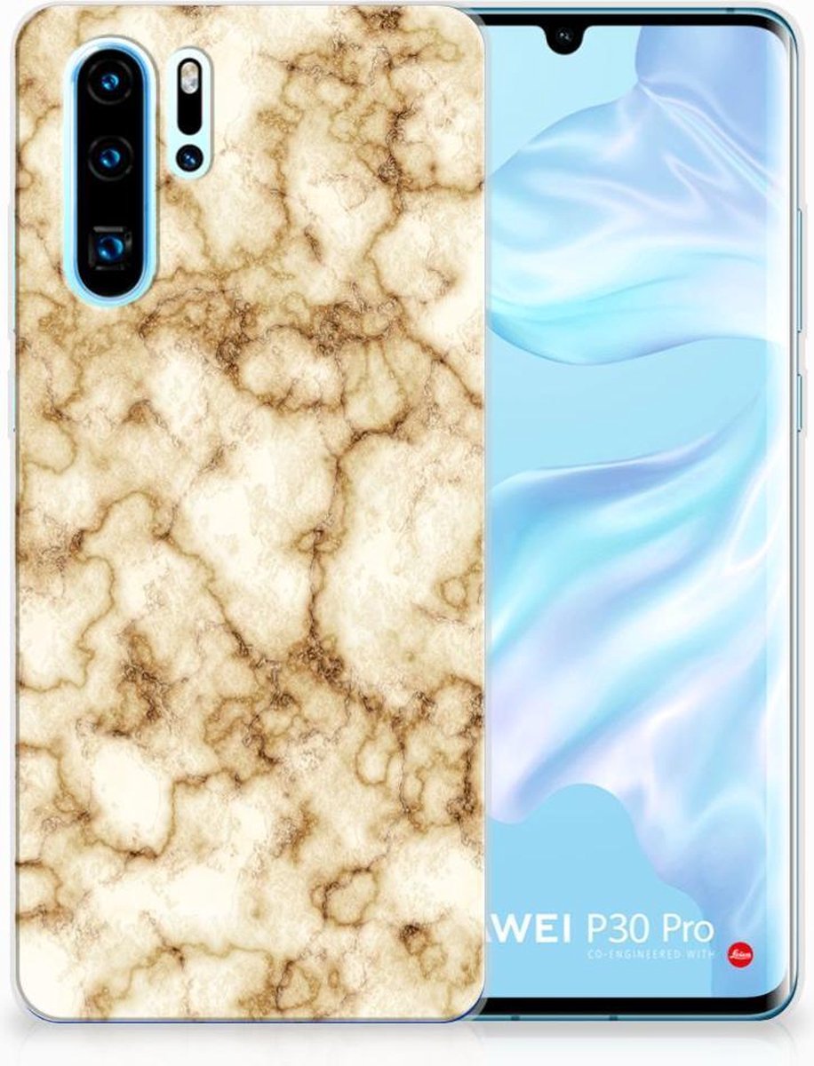Huawei P30 Pro TPU Siliconen Hoesje Marmer Goud