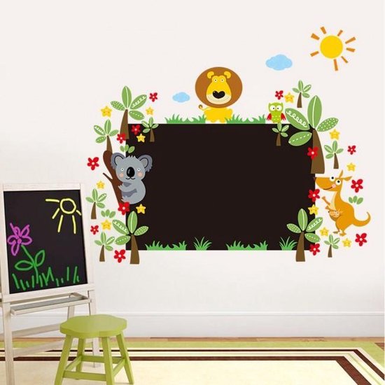 Muursticker Krijtbord Jungle Dieren - Creatief kinderkamer decoratie