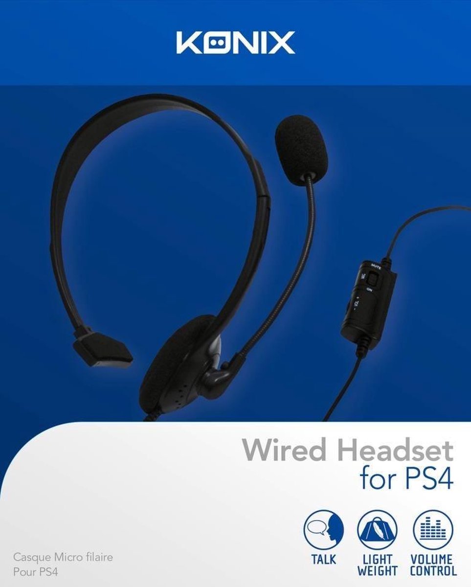 Konix Playstation 4 Mono Headset Zwart