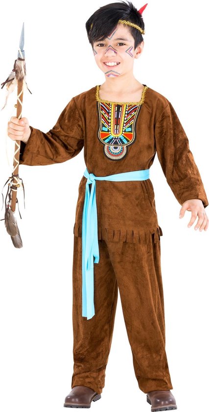dressforfun - jongenskostuum indiaan kleine berenpoot 140 (10-12y) - verkleedkleding kostuum halloween verkleden feestkleding carnavalskleding carnaval feestkledij partykleding - 300615