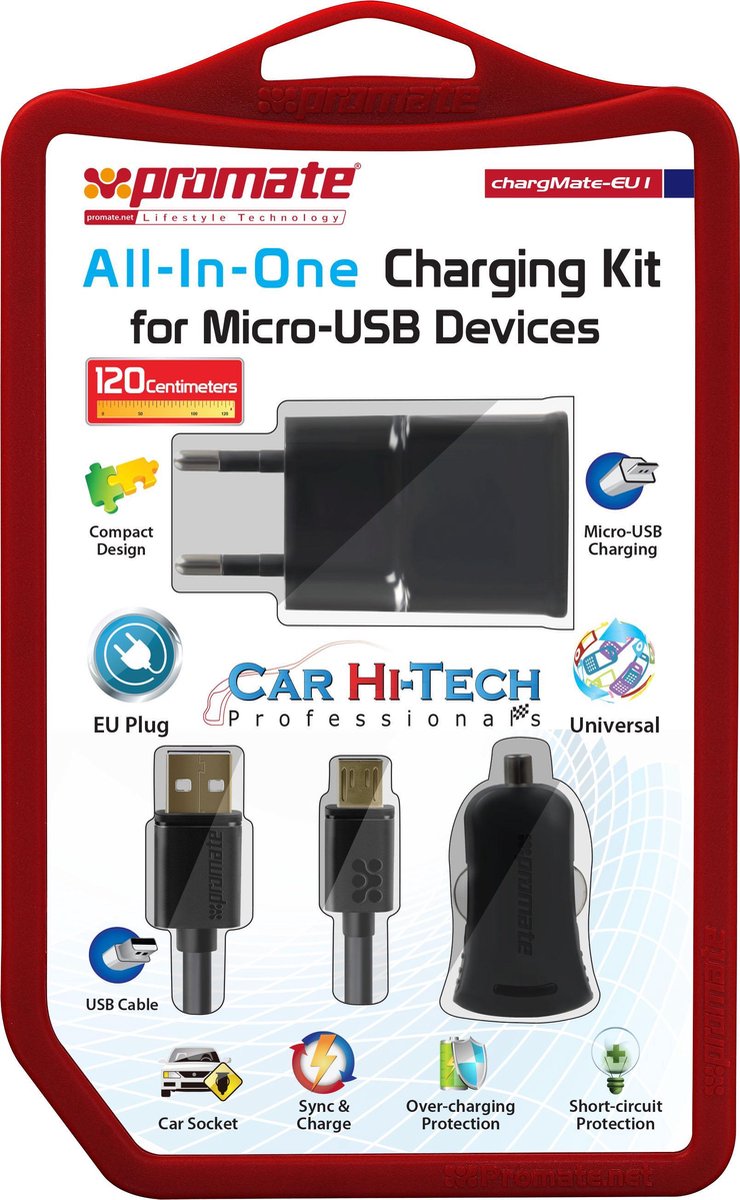 Promate ChargMate-EU1 Alles-In-1 Oplaadkit voor Micro USB apparaten