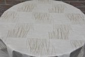 Hoogwaardig 100 % Katoen bedrukt gecoat Tafellaken- Tafelzeil – Tafelkleed - Duurzaam - Afgewerkt met biaislint – Rond 160 cm - Beige