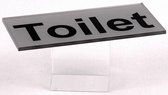 WC toilet Deurbordje tekst Toilet helder acrylaat 60 mm x 130 mm. Bevestiging 3M plakstrip.