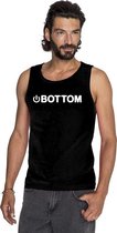 Gay tanktop/ singlet shirt power bottom zwart heren  - Homo shirts XXL