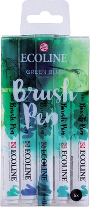 Talens Ecoline 5 brush pens ”Green Blue”