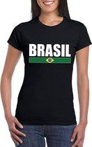 Zwart/ wit Brazilie supporter t-shirt voor dames S