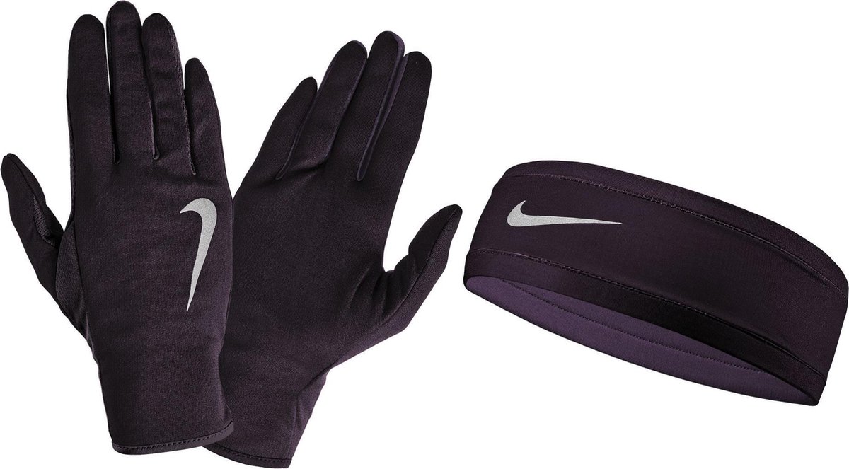 Nike Dry Hardloop Hoofdband/Handschoenen Set Hardloophandschoenen - Vrouwen  - paars/zwart | bol
