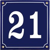 Emaille huisnummer blauw nr. 21
