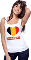 Belgie singlet shirt/ tanktop met Belgische vlag in hart wit dames L