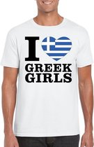 I love Greek girls t-shirt wit heren M