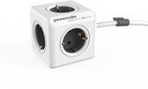 PowerCube Extended stekkerdoos -1.5 meter kabel- Wit/Grijs -  5 stopcontacten - NL\/DE (Type F)