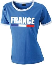 Blauw/ wit Frankrijk supporter ringer t-shirt voor dames XL