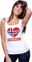 Noorwegen hart vlag singlet shirt/ tanktop wit dames XL
