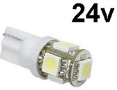 T10 - 24 volt - 5 LED - 5050 SMD - KOUD WIT 6500K