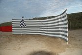 Strand Windscherm Dralon Grijs/Wit - 6 meter met houten stokken