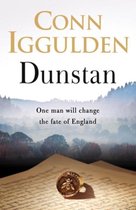 Boekomslag van Dunstan met een landschapsachtergrond, de namen Conn Iggulden en de titel Dunstan, en een ring met een bij erop.
