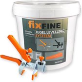 Fixfine - Starter Set - 250 stuks - Tegel Levelling Systeem - Tegel Nivelleersysteem – 3mm - PRO - 250 clips + 250 wiggen + tang