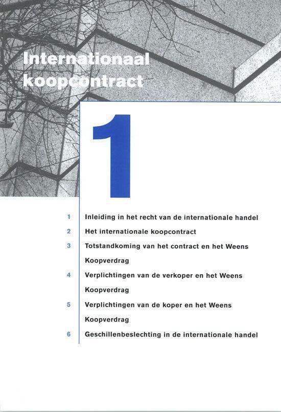 Pagina met de titel "Internationaal koopcontract" en een grote "1".