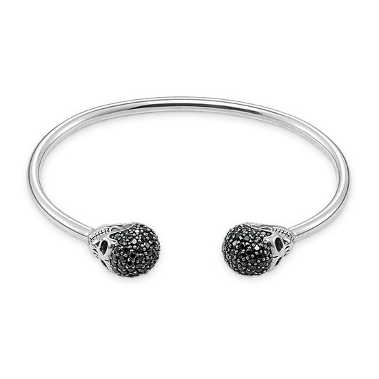 Thomas Sabo Bracciale Bangle Donna In Argento Sterling 925 Annerito Con Teschi E Zirconi Neri - Modello AR083-643-11-M - 5