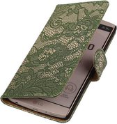 Lace Bookstyle Wallet Case Hoesjes voor LG V10 Donker Groen