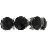 Behave® - elastische armband dames met zwarte ronde steen
