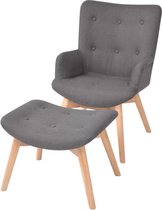 Fauteuil met voetenbankje stof grijs