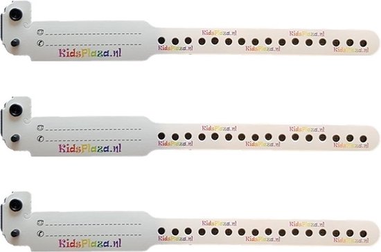 SOS polsbandjes – Set van 3 Naambandjes met kindveilige sluiting - ID bandjes – Infobandjes voor kinderen van ca. 0-6 jaar - KidsPlaza.nl - Wit