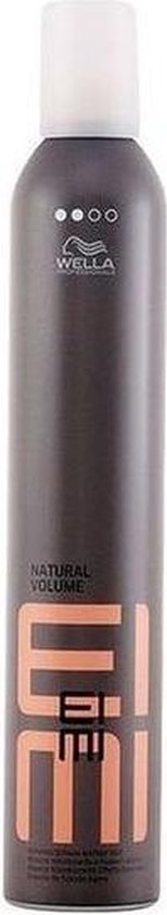 Wella EIMI Natural Volume mousse, 500ml, in grijze spuitbus met oranje logo.