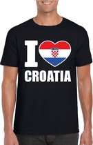 Zwart I love Kroatie supporter shirt heren - Kroatisch t-shirt heren XL