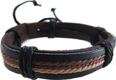 Fako Bijoux® - Armband - Leder - Geknoopt Touw - Bruin