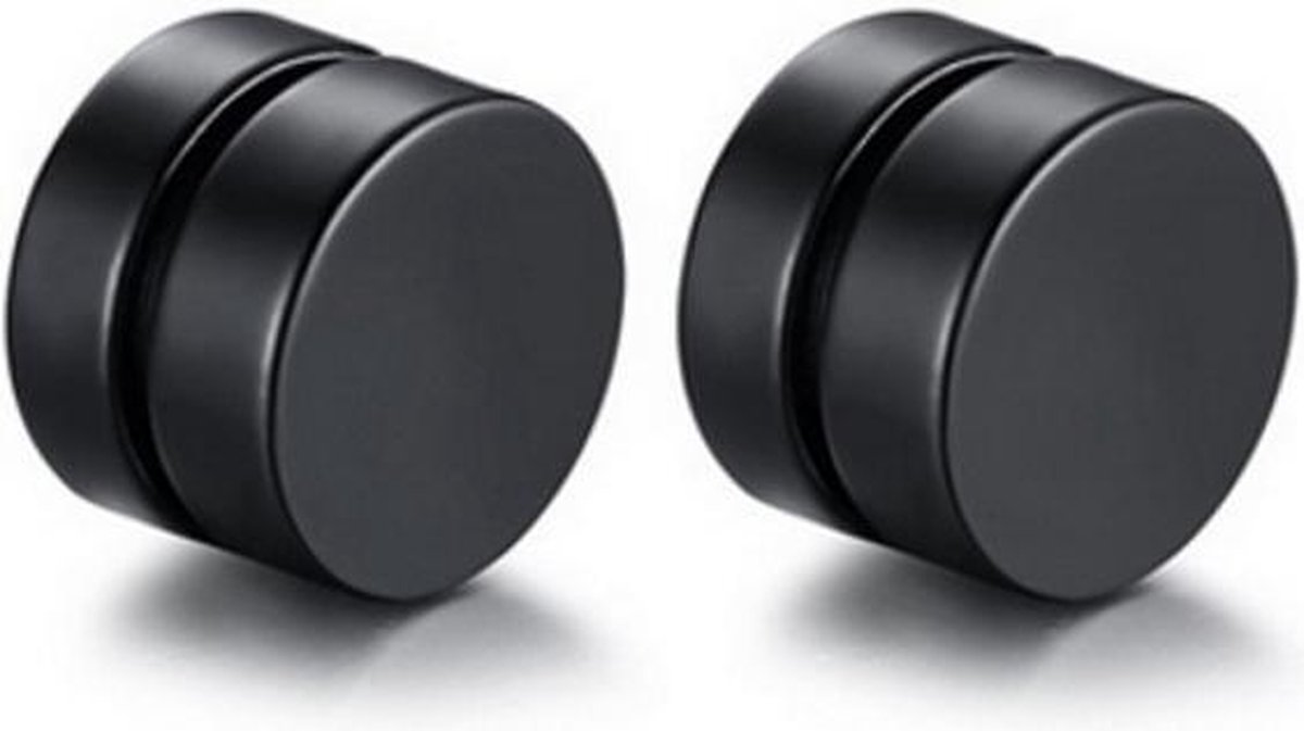 Magnetische Stud oorbellen Zwart 8mm - LGT JWLS